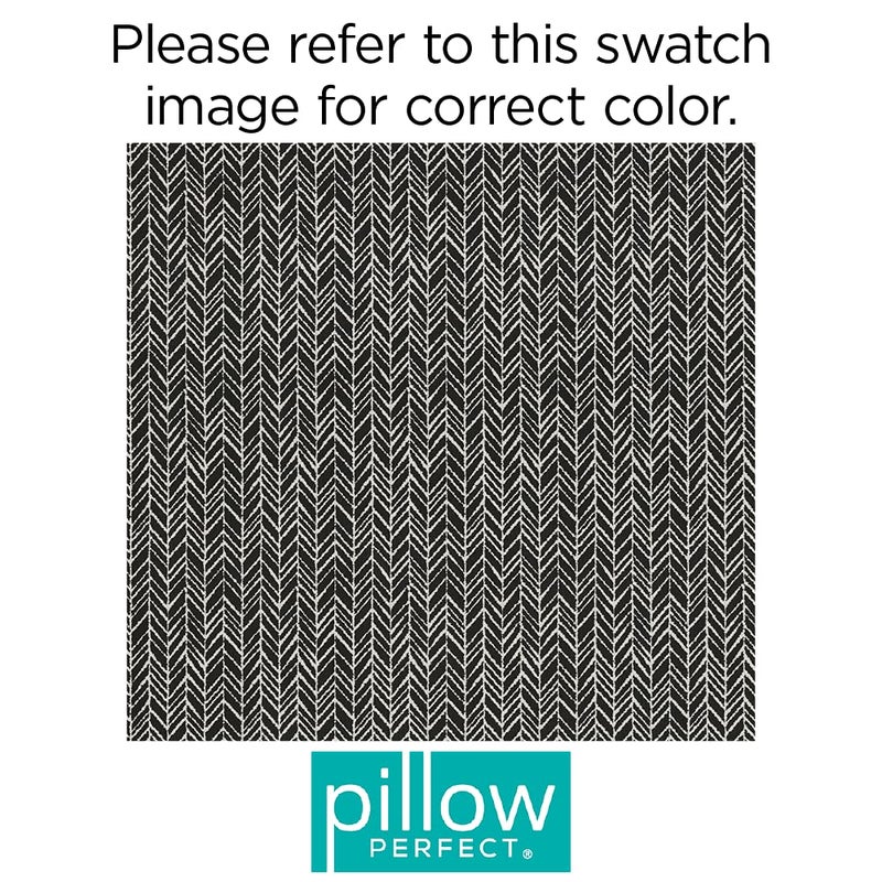 Pillow Perfect Outdoor/Indoor Herringbone Night Throw Pillows, 18.5" x 18.5", Black, 2 Pack - Image 4