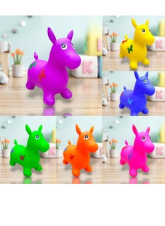 Generic An inflatable bouncy horse toy for children to ride in the shape of a horse - multi-colored  - Image 1