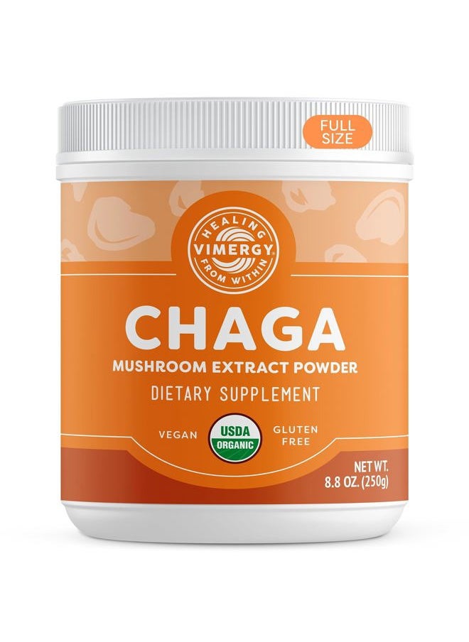 FEVERSOLE USDA Organic Wild Chaga Mushroom Extract Powder, 166 Servings – Ideal in Chaga Tea, Coffee, Smoothies – Cardiovascular Support - Kosher, Vegan, No Gluten, Paleo - Pure Chaga, No Fillers (250g)  - Image 1