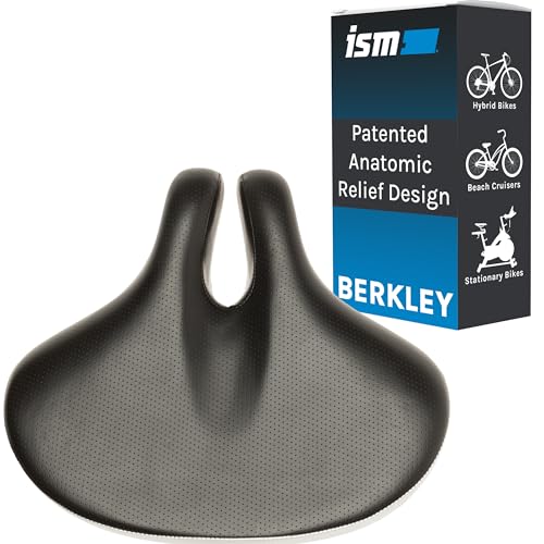 ISM Berkley Comfortable Bike Seat for Men and Women - Noseless Bike Seat Comfort for Beach Cruisers, Stationary, and Hybrid Bikes Designed to Reduce Numbness - Wide and Thick Padded Bicycle Saddle - Image 1