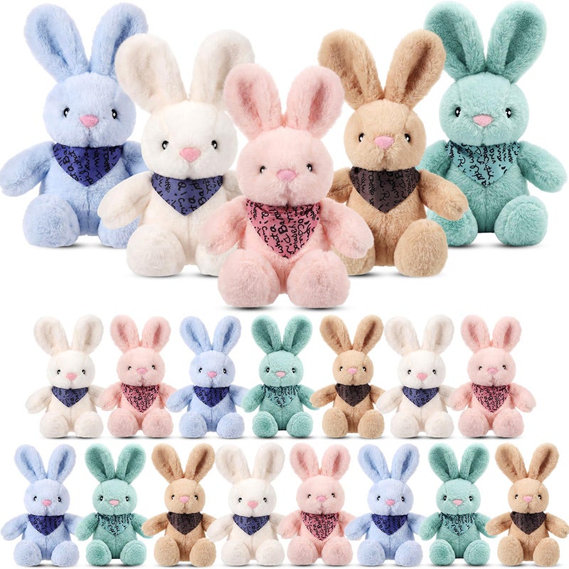 Poen 20 Pcs Easter Bunny Stuffed Animal Bulk 14 Inches Cute Rabbits Plush Toys Easter Bunny Gift in 5 Colors Basket Filled Stuffers for Boys Girls Birthday Party Decor - Image 3
