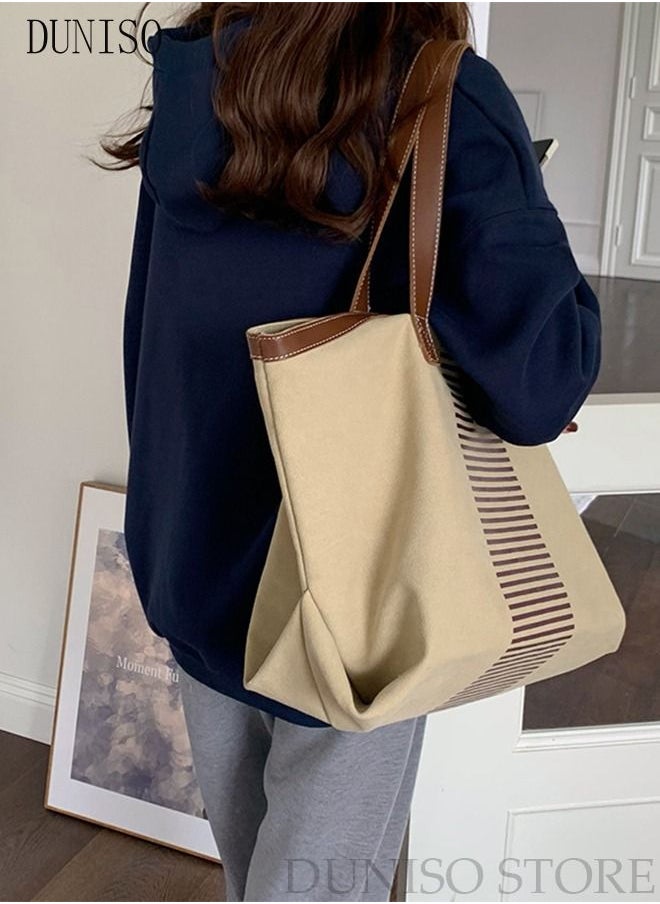 DUNISO - Women's Shoulder Tote Bag Canvas Handbag For Women Large Capacity Bucket Bag Fashionable Travel Messenger Shoulder Bag For Ladies Girls College Students - Image 1