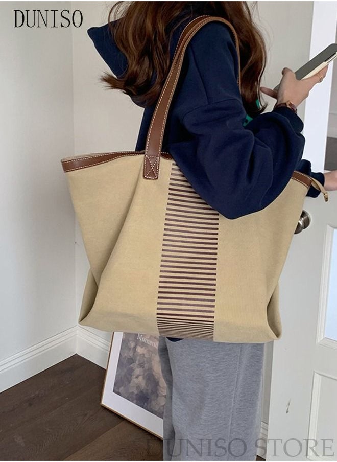 DUNISO - Women's Shoulder Tote Bag Canvas Handbag For Women Large Capacity Bucket Bag Fashionable Travel Messenger Shoulder Bag For Ladies Girls College Students - Image 1