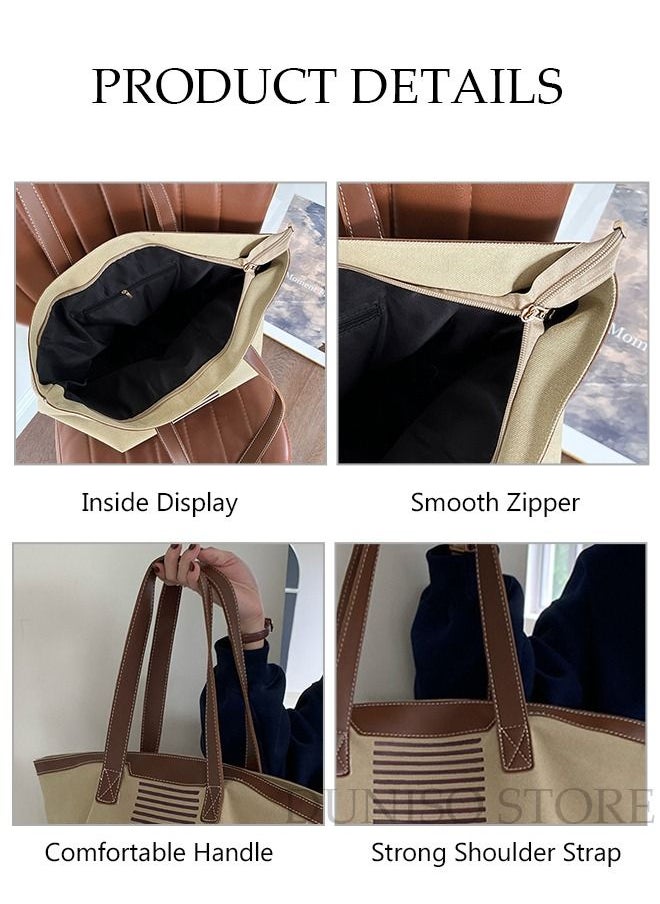 DUNISO - Women's Shoulder Tote Bag Canvas Handbag For Women Large Capacity Bucket Bag Fashionable Travel Messenger Shoulder Bag For Ladies Girls College Students - Image 1