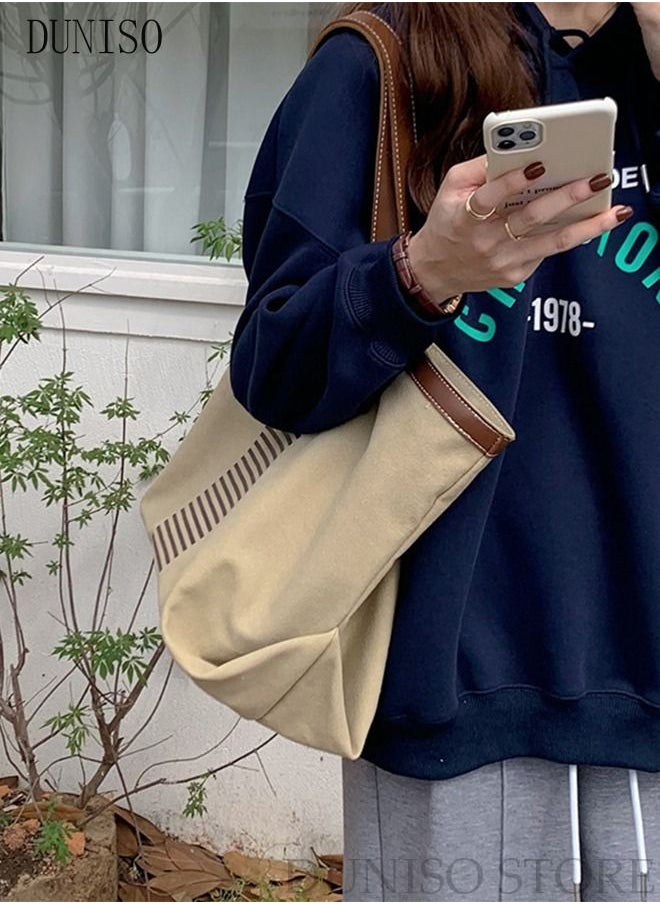 DUNISO - Women's Shoulder Tote Bag Canvas Handbag For Women Large Capacity Bucket Bag Fashionable Travel Messenger Shoulder Bag For Ladies Girls College Students - Image 1