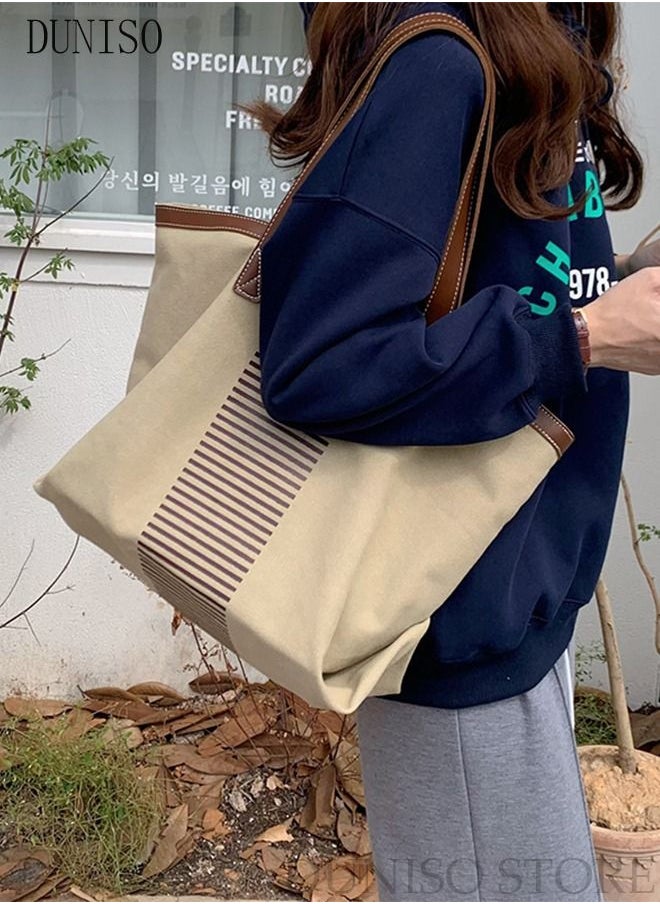 DUNISO - Women's Shoulder Tote Bag Canvas Handbag For Women Large Capacity Bucket Bag Fashionable Travel Messenger Shoulder Bag For Ladies Girls College Students - Image 1