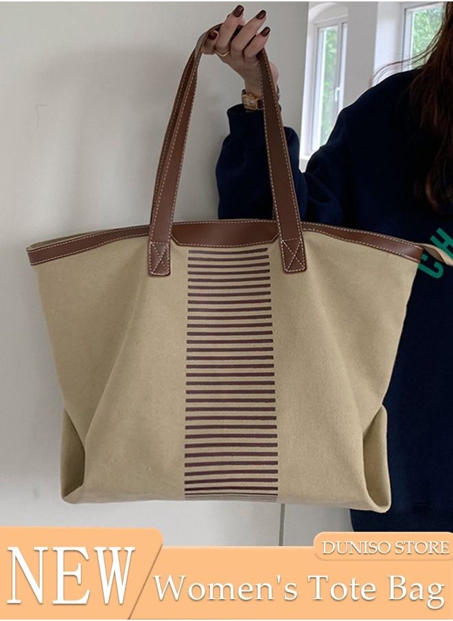 DUNISO - Women's Shoulder Tote Bag Canvas Handbag For Women Large Capacity Bucket Bag Fashionable Travel Messenger Shoulder Bag For Ladies Girls College Students - Image 1