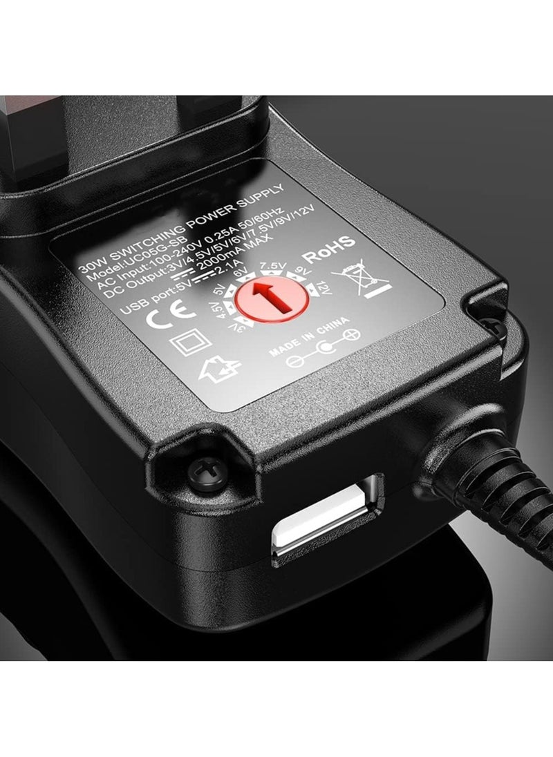 ARNOTEC Universal 30W 3V 4.5V 5V 6V 7.5V 9V 12V AC/DC Adapter Switching Power Supply Charger PSU with 8 Selectable Adaptor Tips for 3V-12V Household Electronics and LED Strip - 2000mA Max  - Image 5