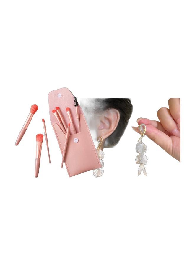 Fluffy Makeup Brush Set, Complete Cosmetic Brushes Kit, Soft Gentle Bristles for Eye Face Foundation Blush Contour, Beginner Friendly Beauty Makeup Tools & Elegant Long Tassel Drop Earrings, Shiny Rhinestone Dangle Earrings, Wedding Party Jewelry Gift Bundle - Image 1