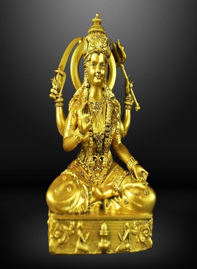NEEANN Santoshi Maa Murti for Home Temple | 4.5 Inch Polystone Idol | Devi Statue for Pooja, Mandir, Home Decor | Brass Colour, Antique Silver & White Colour (Brass Color) - Image 3