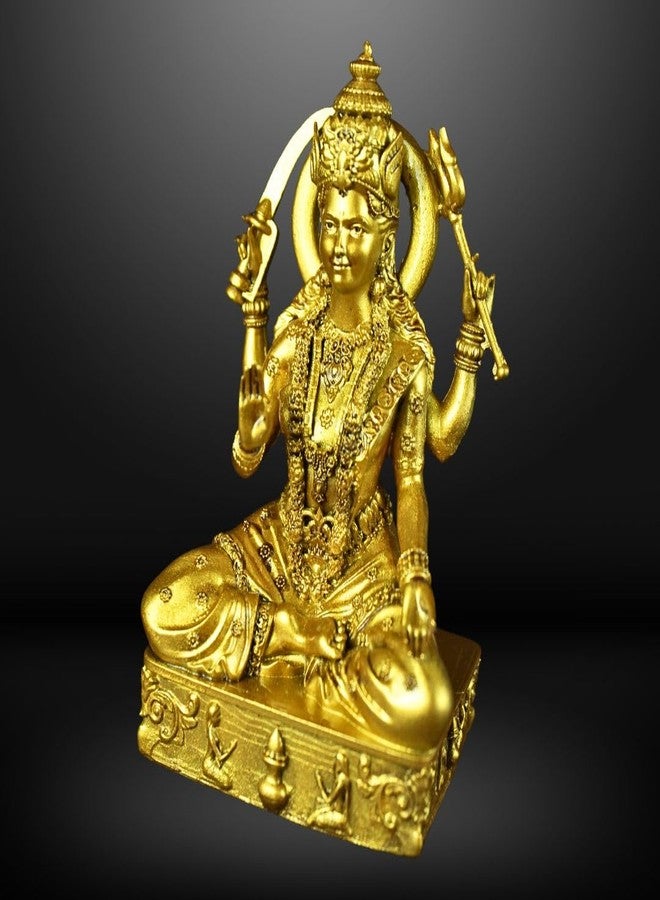 NEEANN Santoshi Maa Murti for Home Temple | 4.5 Inch Polystone Idol | Devi Statue for Pooja, Mandir, Home Decor | Brass Colour, Antique Silver & White Colour (Brass Color) - Image 4