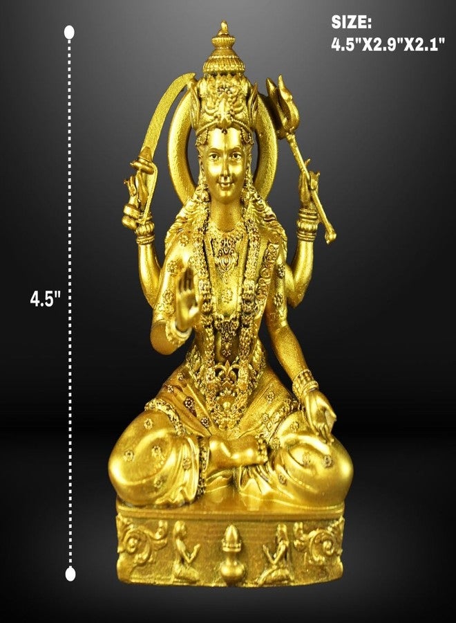 NEEANN Santoshi Maa Murti for Home Temple | 4.5 Inch Polystone Idol | Devi Statue for Pooja, Mandir, Home Decor | Brass Colour, Antique Silver & White Colour (Brass Color) - Image 2