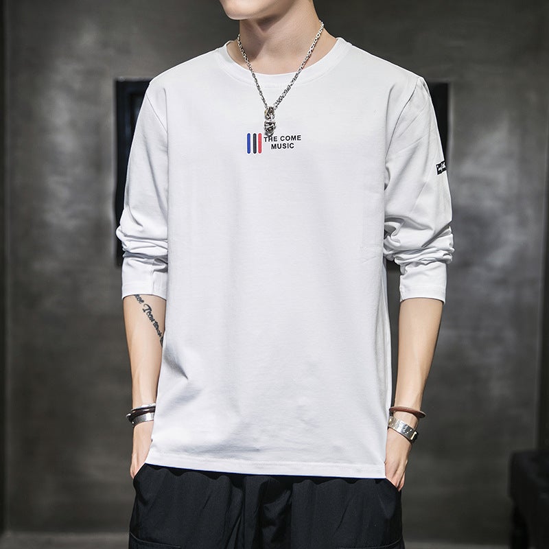 Round Neck Long Sleeve T-Shirt Men'S Autumn Trendy Ins Printed Base Shirt 2023 New Korean Style Thin Pullover Wei Clothes - Image 5