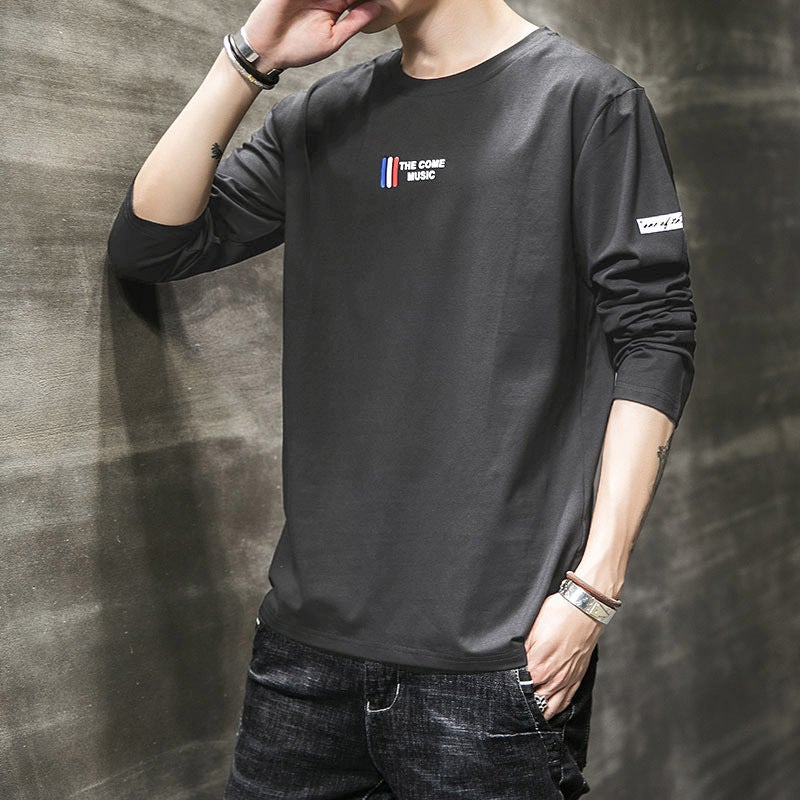 Round Neck Long Sleeve T-Shirt Men'S Autumn Trendy Ins Printed Base Shirt 2023 New Korean Style Thin Pullover Wei Clothes - Image 3