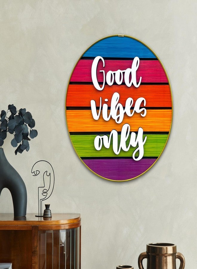 IT2M Wooden Framed Good Vibes Only Decorative Wall Plate for Home Décor | Wall Décor Items | Home Decoration (IT3DR3) - Image 4