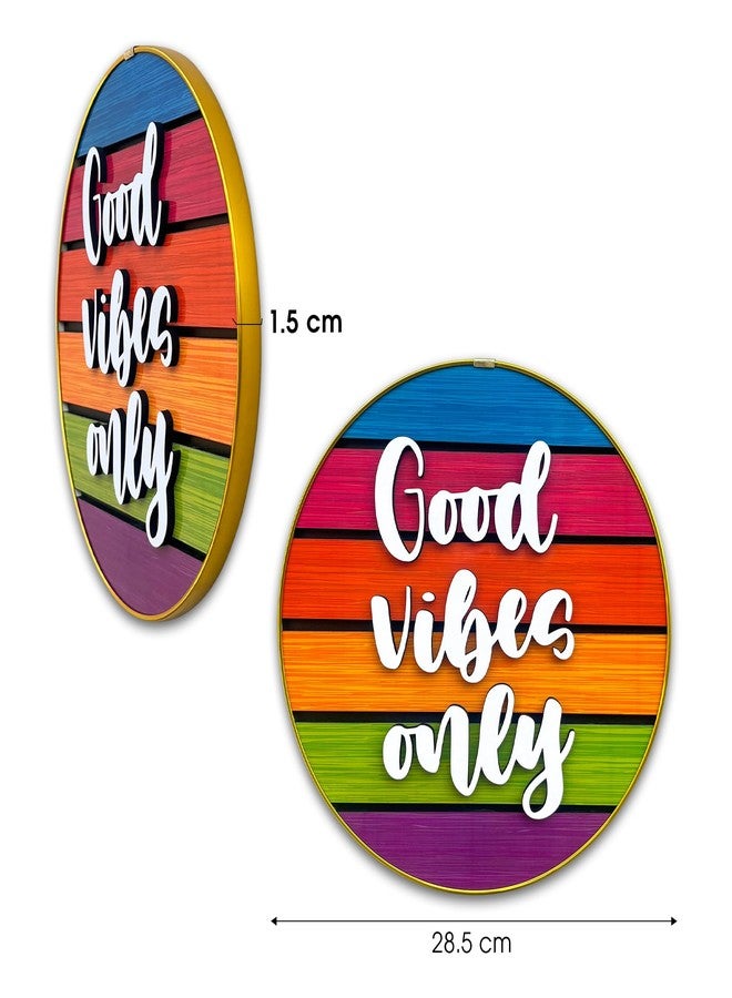 IT2M Wooden Framed Good Vibes Only Decorative Wall Plate for Home Décor | Wall Décor Items | Home Decoration (IT3DR3) - Image 2