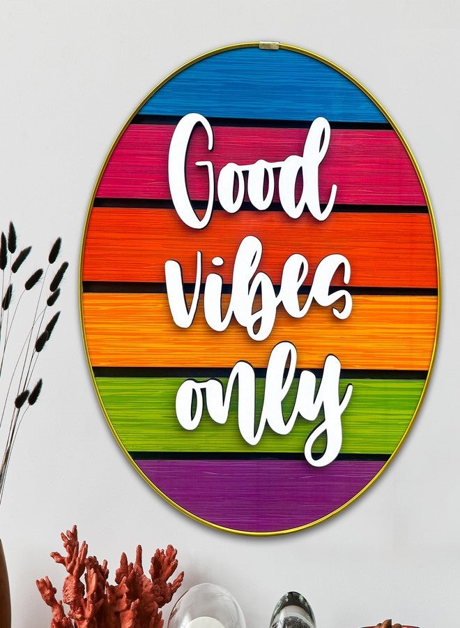 IT2M Wooden Framed Good Vibes Only Decorative Wall Plate for Home Décor | Wall Décor Items | Home Decoration (IT3DR3) - Image 1
