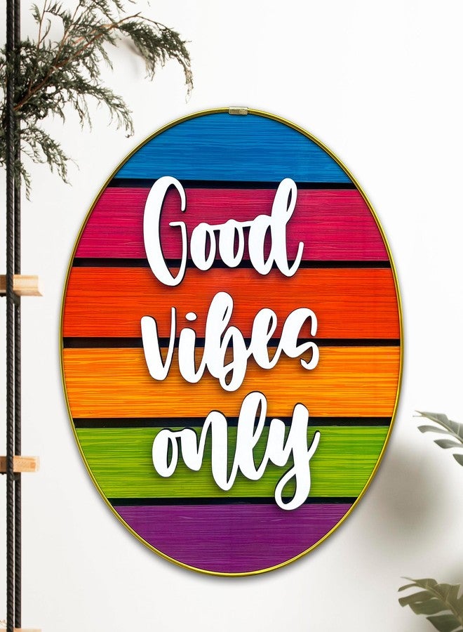 IT2M Wooden Framed Good Vibes Only Decorative Wall Plate for Home Décor | Wall Décor Items | Home Decoration (IT3DR3) - Image 3
