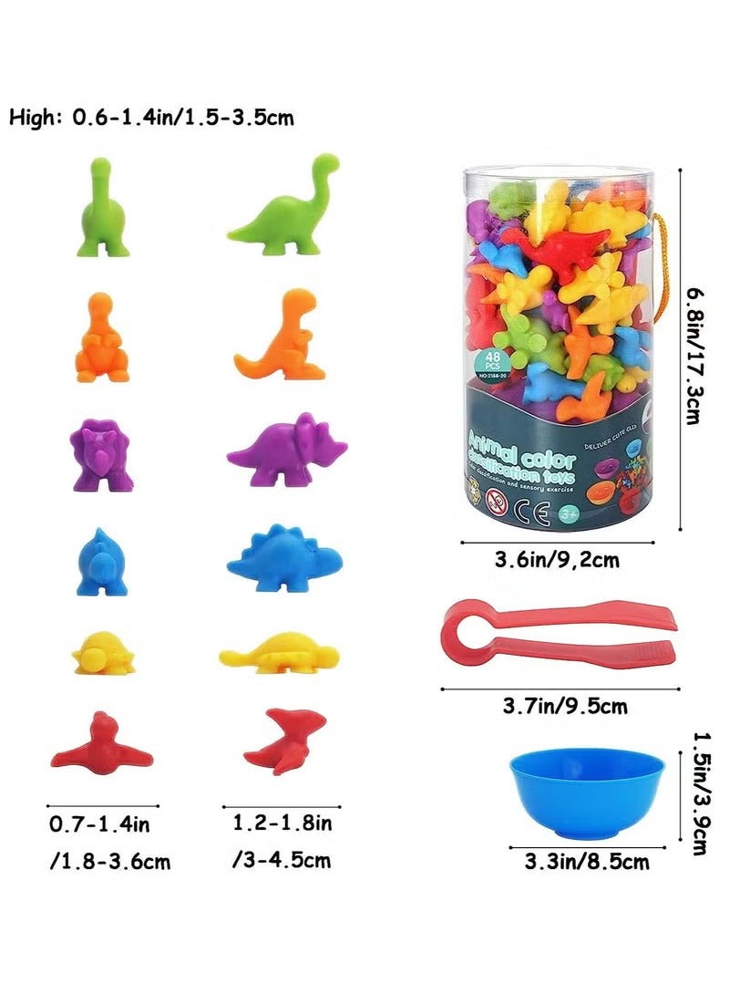 لعبة مطابقة العد، ألعاب الفرز مع أكواب الفرز، تصنيف الألوان والتدريب الحسي، مجموعة ألعاب تعليمية لمرحلة ما قبل المدرسة، هدية للأطفال الصغار، الأولاد والبنات من سن 3 سنوات فما فوق (ديناصور) - Image 3