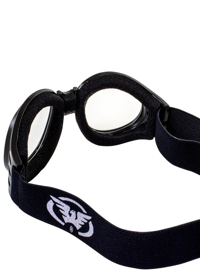 Global Vision Adventure Foldable & Padded Motorcycle Goggles Black Frame with Clear Lens - Image 5