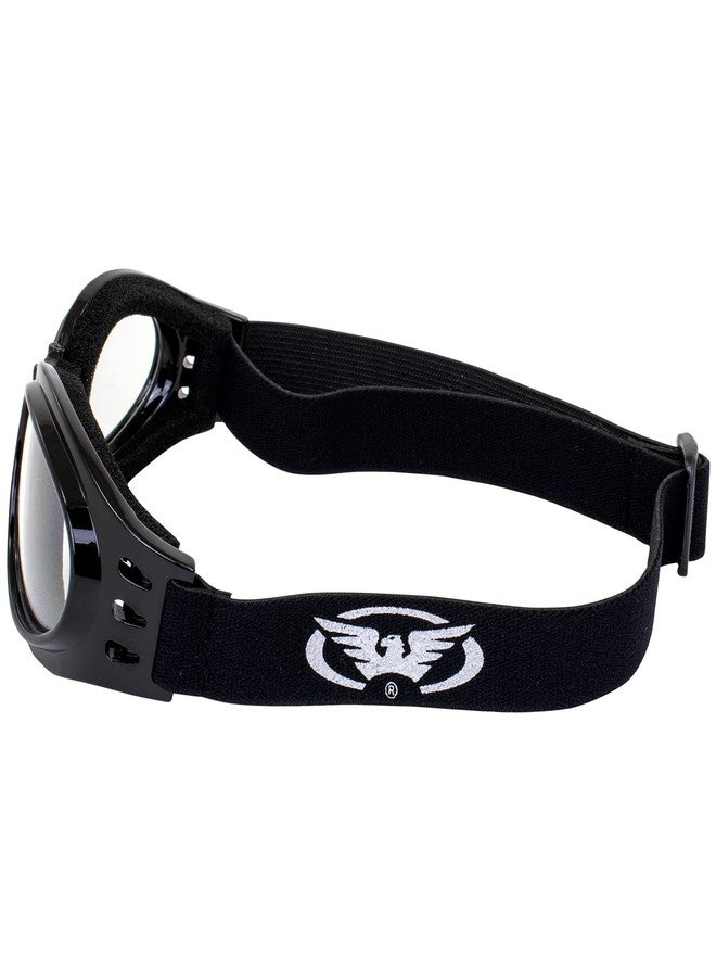 Global Vision Adventure Foldable & Padded Motorcycle Goggles Black Frame with Clear Lens - Image 4