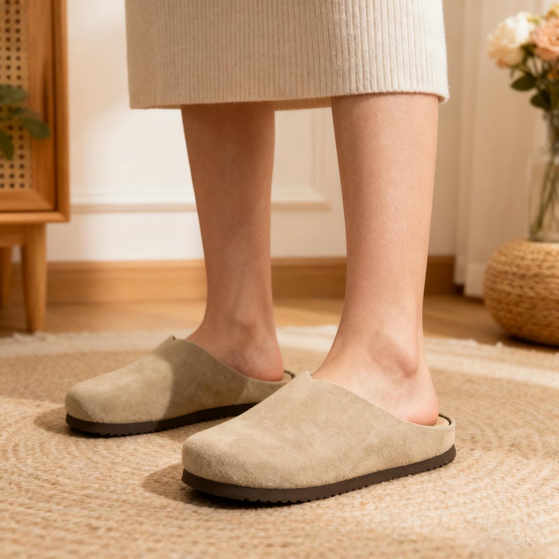 Vayfio Women's Solid Color Clog Slip-On Shoes - Classic Minimalist Mules, Comfortable All-Day Wear for Indoor & Outdoor Khaki 08 - Image 2