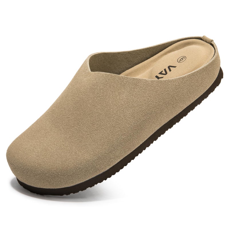 Vayfio Women's Solid Color Clog Slip-On Shoes - Classic Minimalist Mules, Comfortable All-Day Wear for Indoor & Outdoor Khaki 08 - Image 1