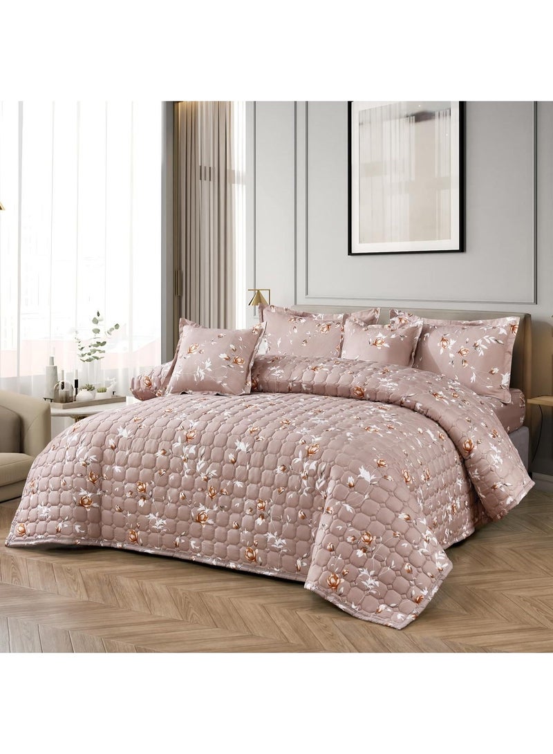 Ming Li Summer Single Comforter Set – Compressed Floral – Luxury Printed Single Bedspread – Soft and Lightweight Microfiber Fabric – With Fitted Sheet and Pillowcase – Fits 120×200 cm Bed - Image 4