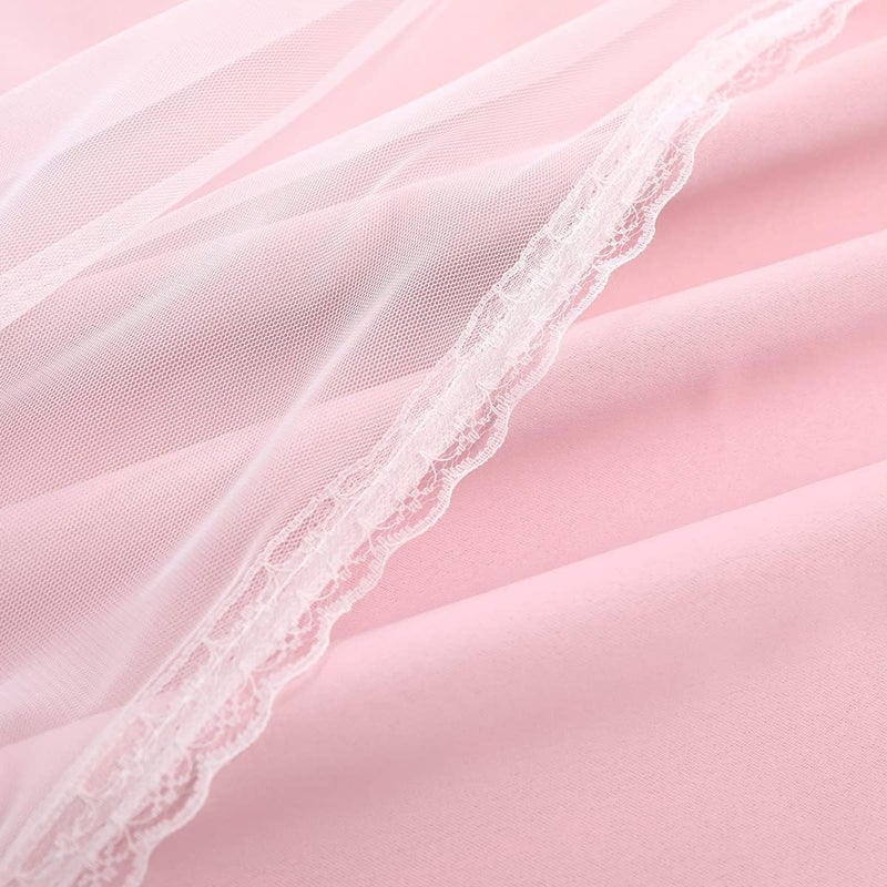 SOFJAGETQ Short Pink Blackout Curtains with Sheer Overlay - Grommet Privacy Drapes, Cute Window Treatments for Kids/Girls Bedroom Nursery LivingRoom, 52 x 54 in, 2 PCs - Image 3