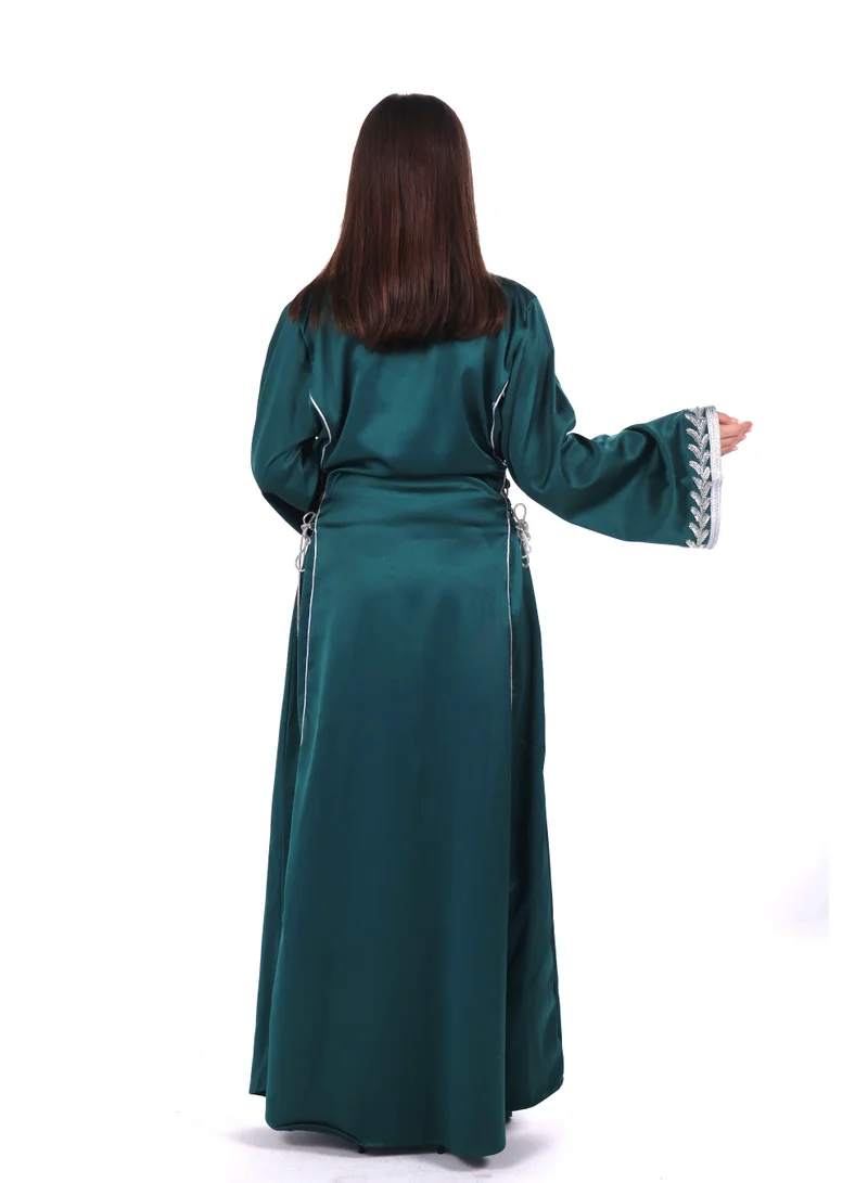 Al Bent Al Sharqieh Dark Green women satin jalabiya dress for Women | Best Price UAE