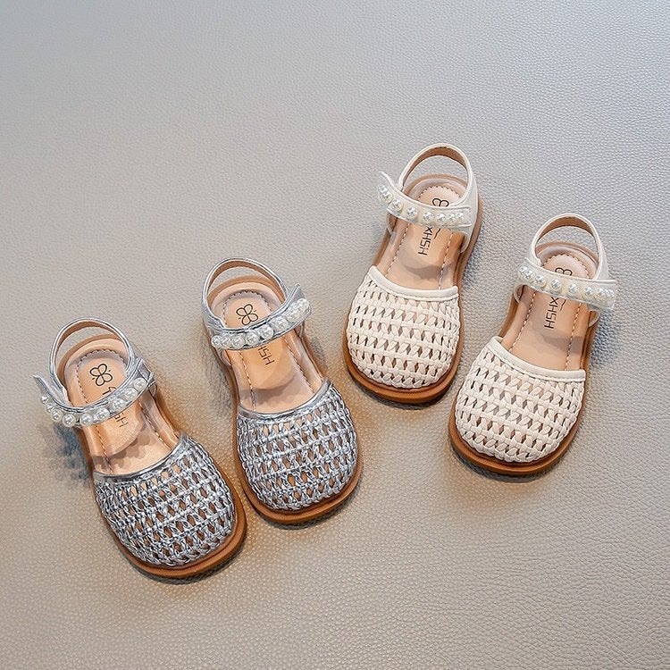 Girls Korean Style Baotou Sandals 2025 Summer Baby Girl Cut Out Woven Princess Shoes Soft Sole Beach Shoes For Small And Medium-Sized Children - Image 2