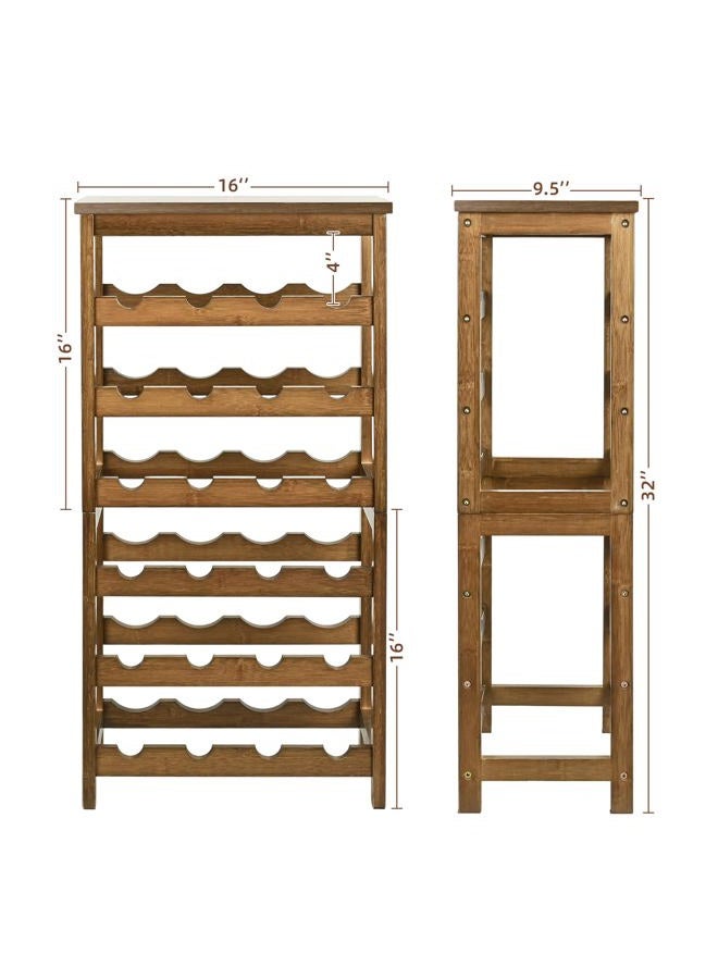 VASMIA Wine Rack Freestanding Floor, 6-Tier Display Wine Storage Shelves with Table Top, 24-Botttle Bamboo Wine Rack Shelf for Kitchen Bar Dining Room Living Room, Walnut - Image 4