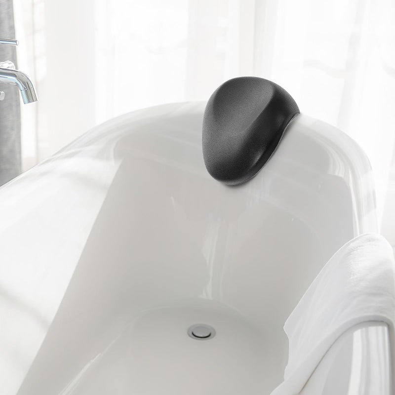 Non Slip Waterproof Bathtub Pillow with Suction Cups Quick Dry Neck Back Support Cushion Black - Image 5