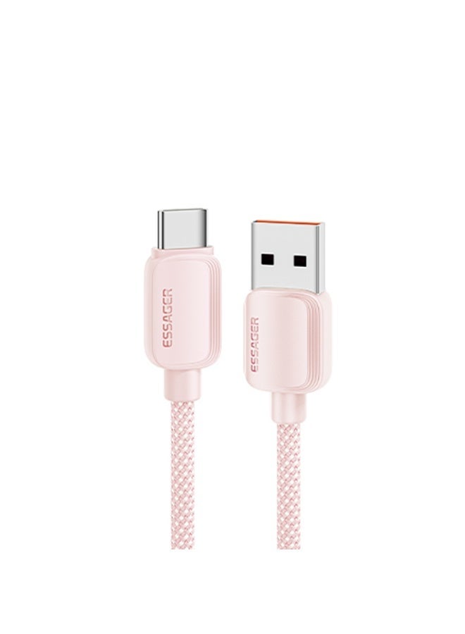 ايساجر كابل شحن سريع من إساجر 7 أمبير بقدرة 100 واط يو إس بي-إيه إلى تايب سي، متوافق مع PD3.0 وQC3.0، مضفر من النايلون، بطول 2 متر – لون وردي - Image 1