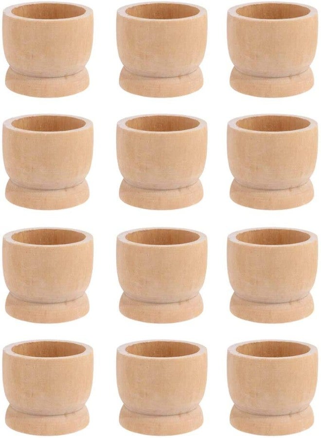 koTTIYA 12-Pack Wooden Egg Cup Holders Unfinished Wooden Egg Stands for Kids Craft Easter Birthday Baby Shower Party Supplies - Image 1