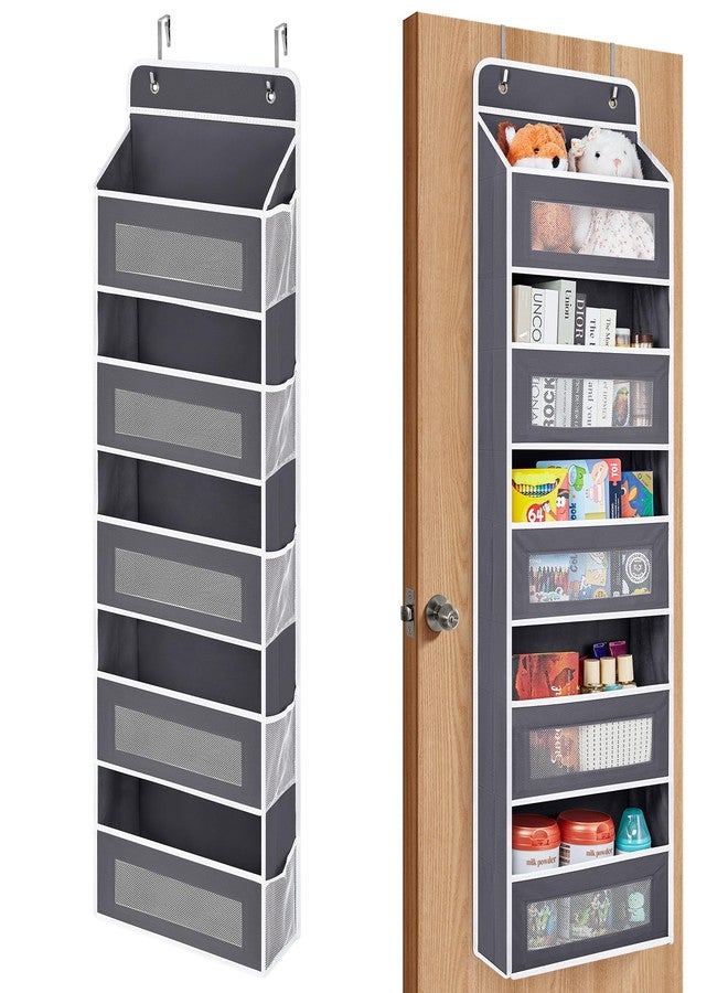 JARLINK Over The Door Organizer, 5 Shelf Door Hanging Organizer with 5 Large Pockets, 44 lbs Weight Capacity Hanging Storage for Bathroom, Bedroom, Nursery, RV, Pantry (Dark Grey) - Image 1