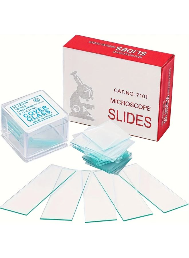 100pcs Microscope Sample Slides Kit With Cover Glass For Lab Science Education - Image 1