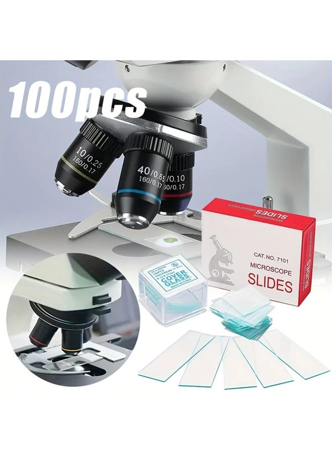100pcs Microscope Sample Slides Kit With Cover Glass For Lab Science Education - Image 2