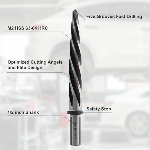 Rocaris 5/8" M2 HSS Taper Chucking Reamer Drill Bit, Taper Reamer Drill Bit for Steel, Alloy, Aluminum, Wood, Plastic - Image 3
