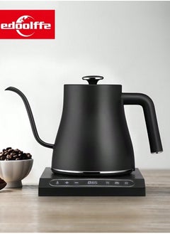 edoolffe Electric Gooseneck Kettle Pour Over Kettle Coffee Kettle 100% Stainless Steel Inner Lid Bottom 1200 Watt Quick Heating 0.8L Matte Black  - Image 1