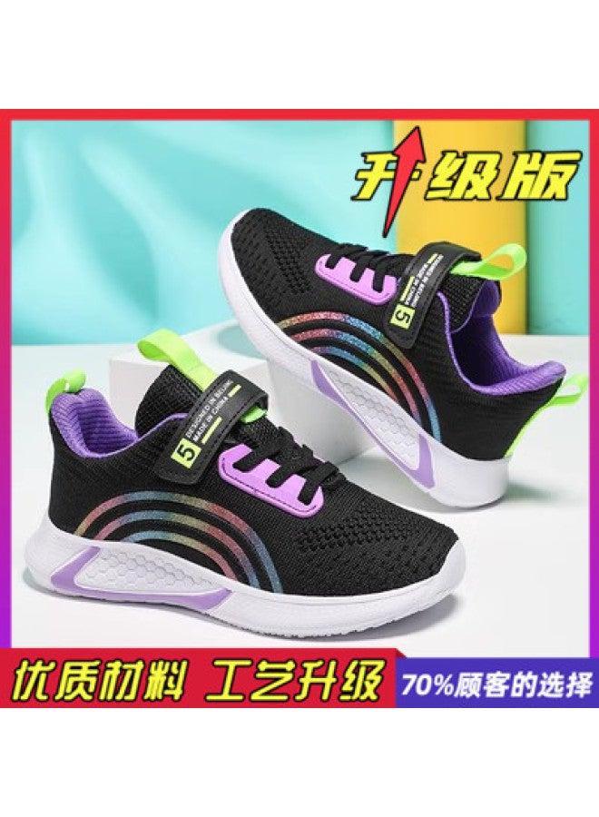 Women's Shoes Spring And Autumn Zhongda Children's Mesh Shoes Breathable Mesh Surface Flying Woven Little Girl's Sneakers Children's Running Shoes
