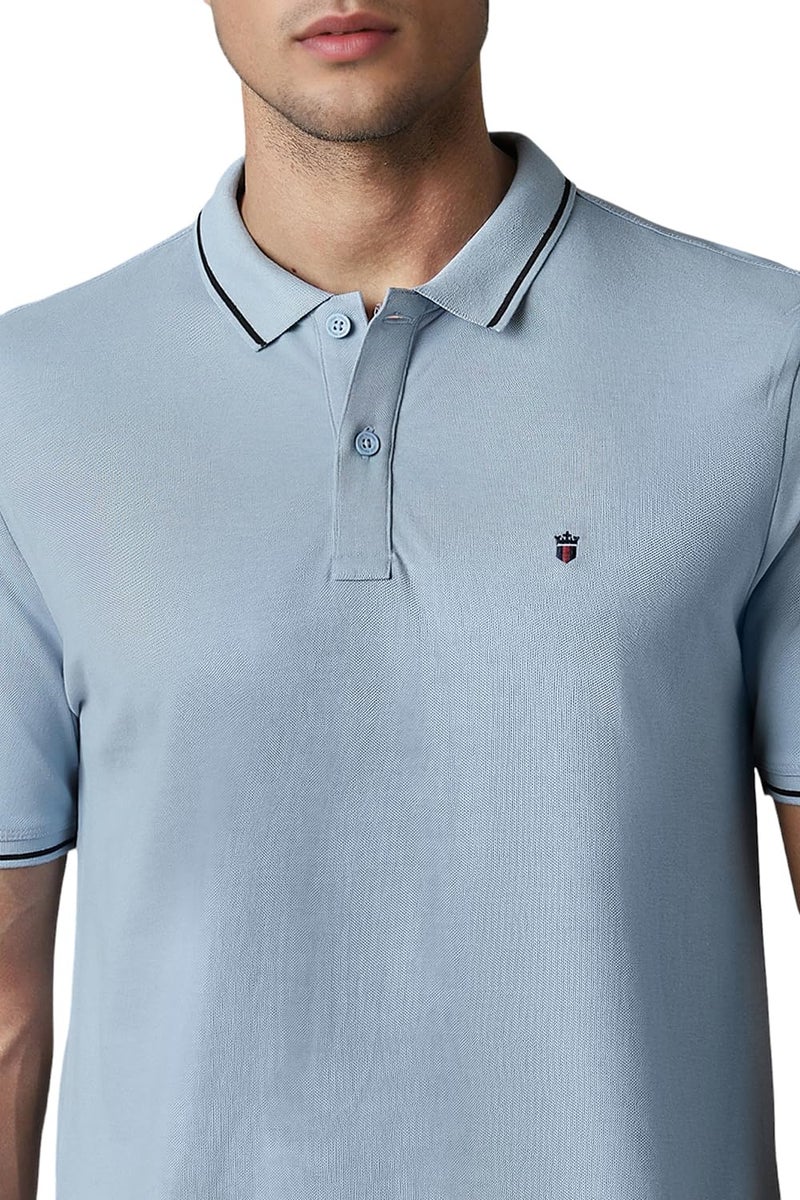 LOUIS PHILIPPE قميص قطني صلب للرجال من لويس فيليب بقصة ضيقة (LRKPCSLFZ14493_أزرق فاتح, 2XL) - Image 4