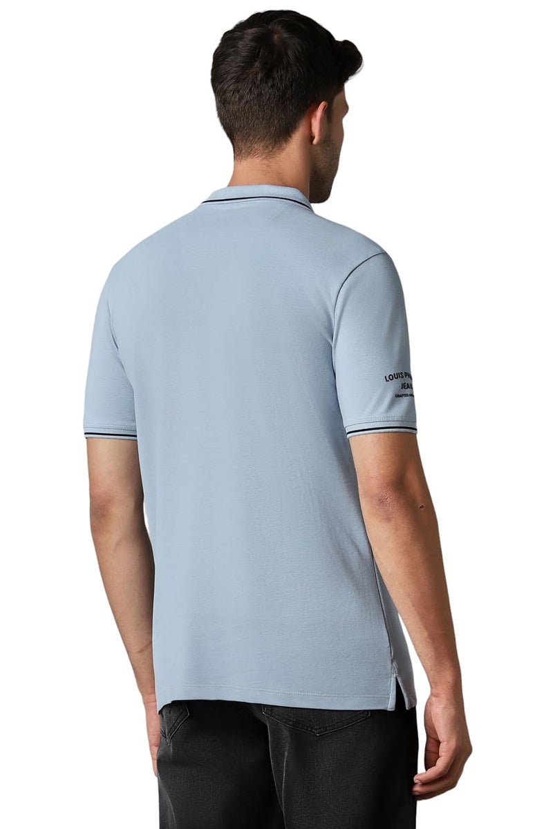 LOUIS PHILIPPE قميص قطني صلب للرجال من لويس فيليب بقصة ضيقة (LRKPCSLFZ14493_أزرق فاتح, 2XL) - Image 3