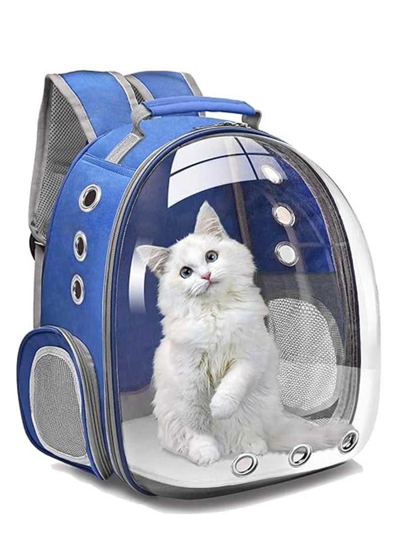 Cat Carrier Bubble Bag, Transparent Pet Convenient Backpack Breathable Capsule Bag for Small Medium Dogs Cats, Airline Approved Travel Pet Carrier, for Hiking Travel Outdoor Use (Blue) - Image 1