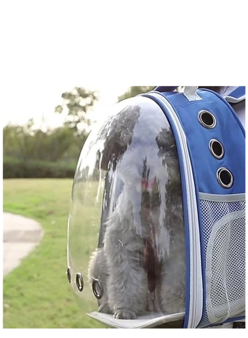 Cat Carrier Bubble Bag, Transparent Pet Convenient Backpack Breathable Capsule Bag for Small Medium Dogs Cats, Airline Approved Travel Pet Carrier, for Hiking Travel Outdoor Use (Blue) - Image 2