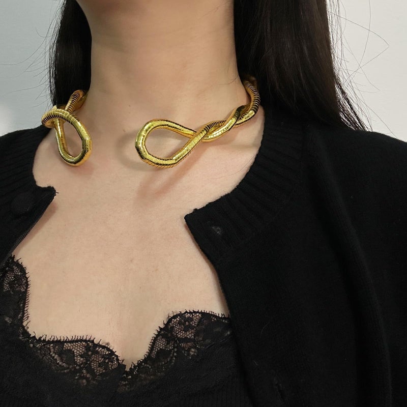 HTH Bendable Snake Necklace Flexible Adjustable Snake Choker Necklace Bracelet Accessories (Gold) - Image 2