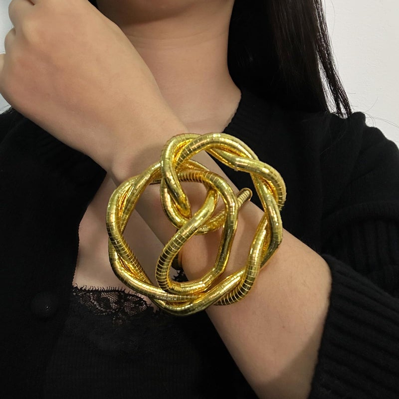 HTH Bendable Snake Necklace Flexible Adjustable Snake Choker Necklace Bracelet Accessories (Gold) - Image 4