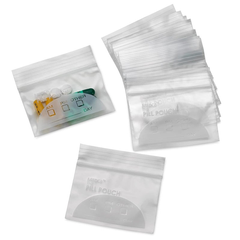 MEDca Pill Bag Pouch, Reusable Plastic Pill Organizer Bags, Size 3" X 2" 3 Mil (Pack of 100) - Image 1