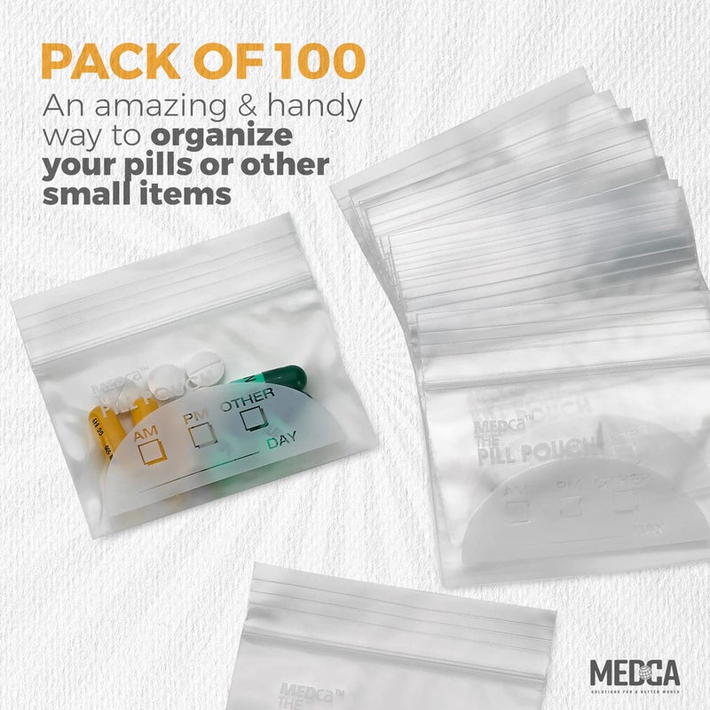 MEDca Pill Bag Pouch, Reusable Plastic Pill Organizer Bags, Size 3" X 2" 3 Mil (Pack of 100) - Image 4