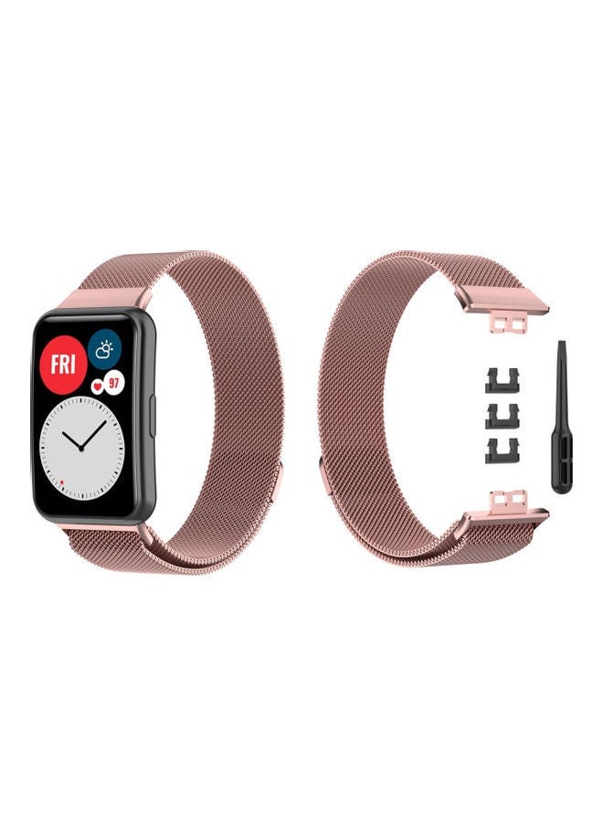 NIBEMINENT - Milanese Replacement Band For Huawei Fit Watch Pink - Image 1